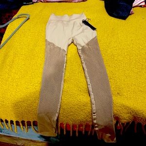 Brand NWT carbon38 XS/S partial netted nude leggings
